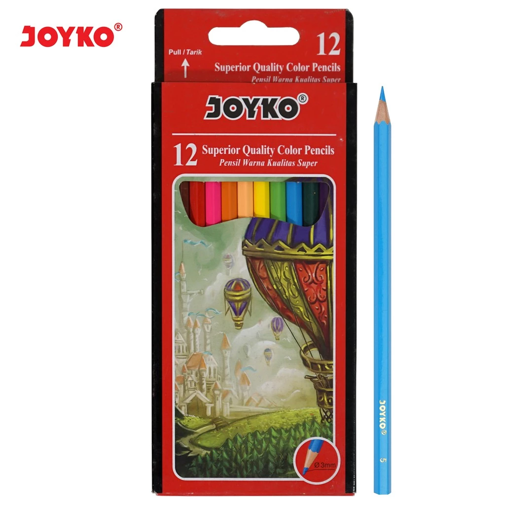Joyko Pensil Warna Superior Quality Color Pencils Hexagonal Grip set 12