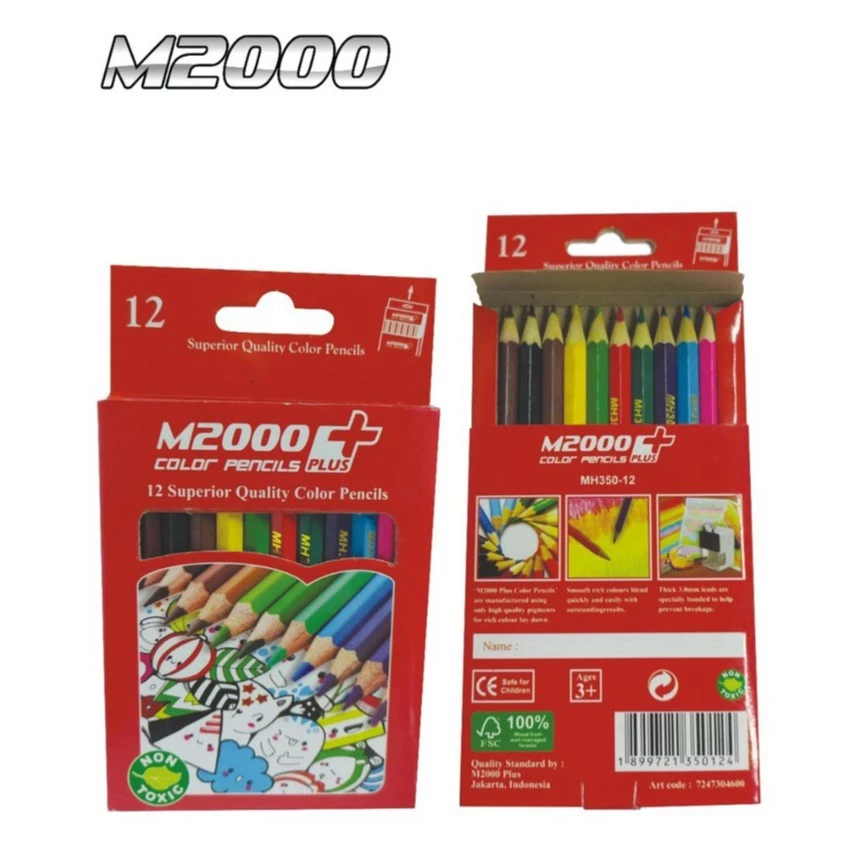 M2000 color pencil/ pensil warna pendek 12 
