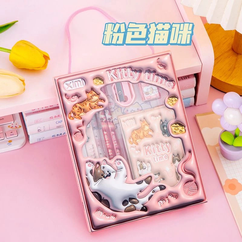 	Alat Tulis Set Sekolah Pensil Kotak Set Berkarakter Kitty Time isi 6 Pcs