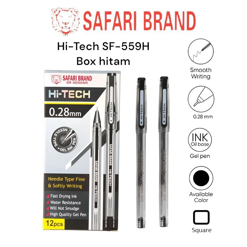 SAFARI Bulpen Pena Gel Variasi Hi-tech 0,28mm Hitam